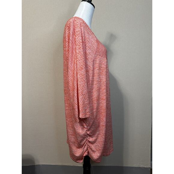 Lane Bryant Women's Top Size 22/24 Striped Orange Boho Short Sleeve - Picture 3 of 11